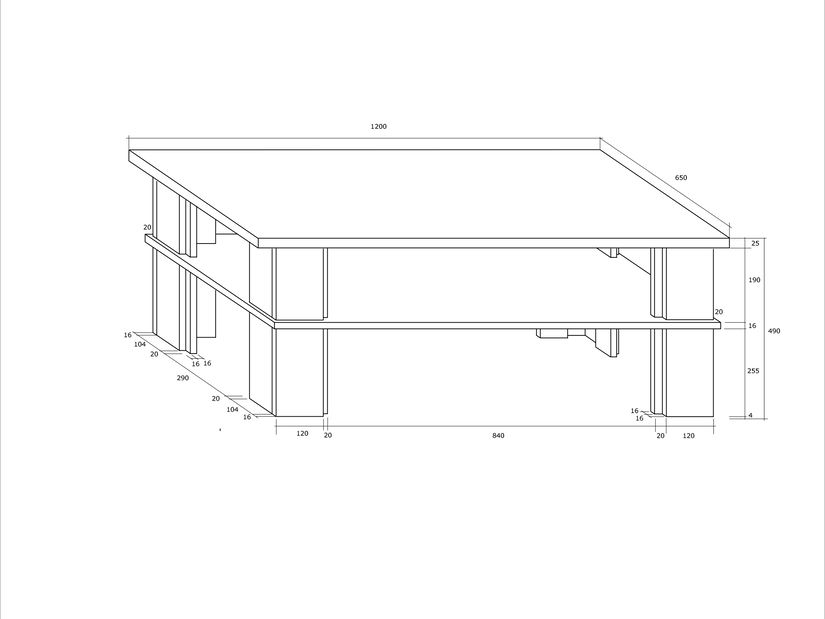 Konferenční stolek Fernhill 2 (bílá + lesk černý)