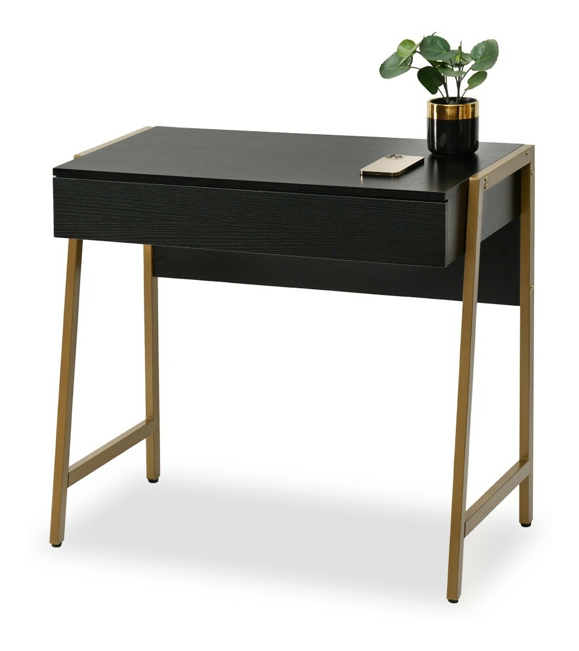 PC stolek Norway (černé dřevo + zlatá)