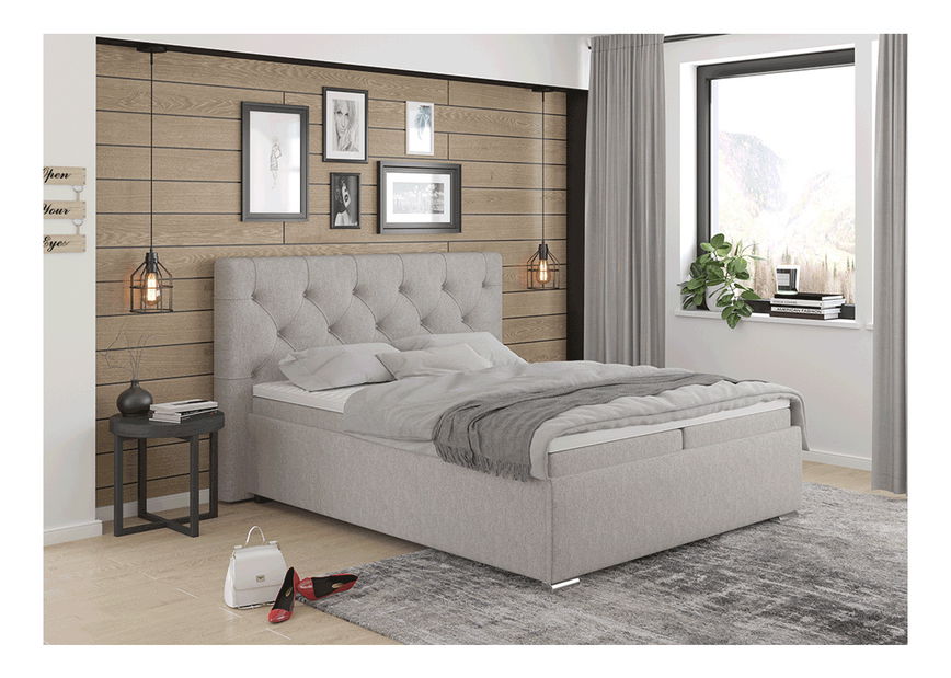 Manželská postel Boxspring 160 cm Morrela (šedohnědá) (s matrací)