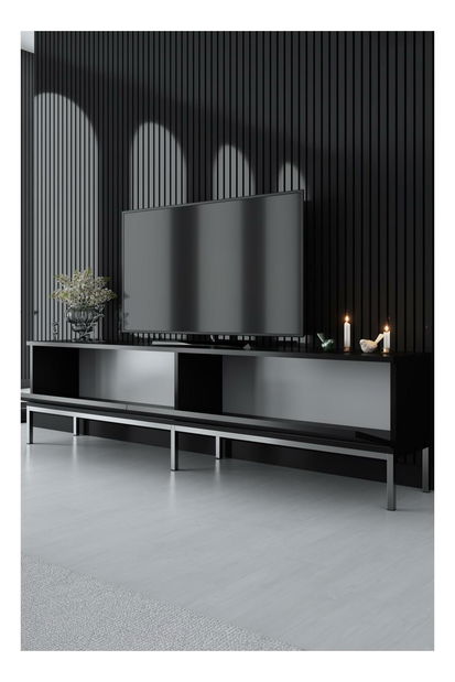 TV stolek/skříňka Vibubi 2 (černá + stříbrná)