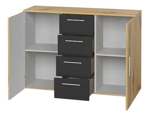 Komoda Verwood Typ 26 (dub artisan + dub černý)