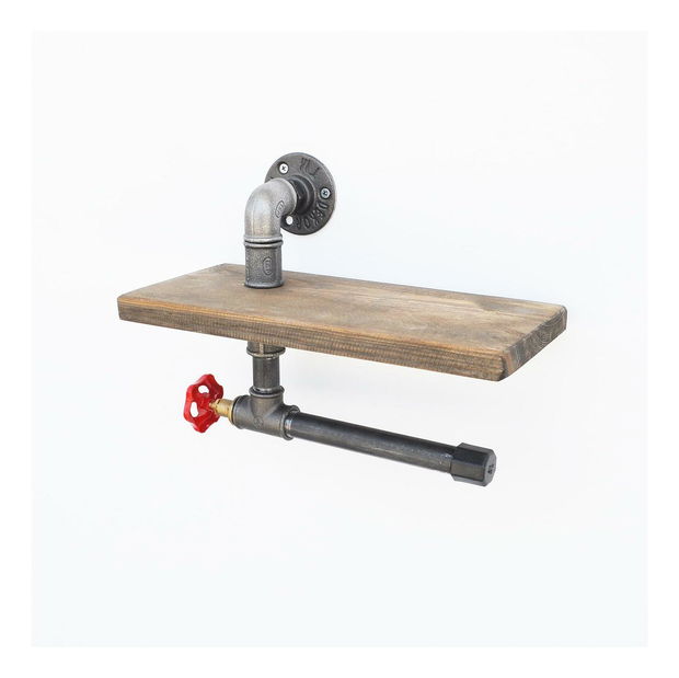 Nástěnný držák na toaletní papír Mapeno 10 (ořech + černá)