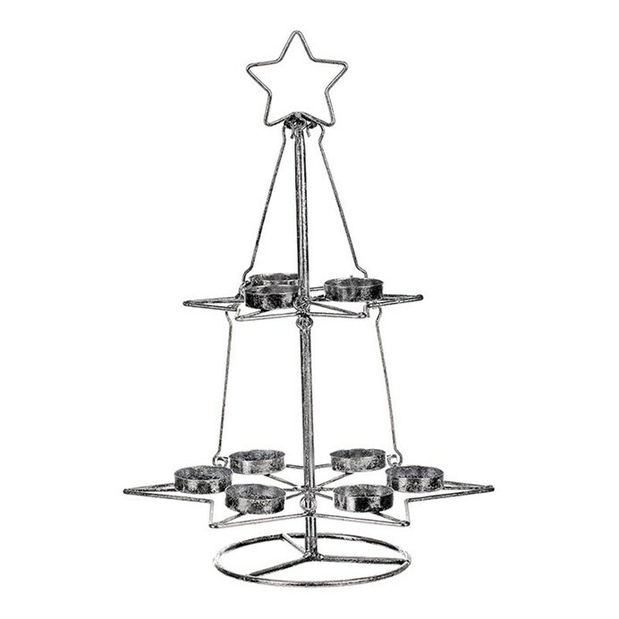 Kovový svícen ve tvaru stromku UM0241 (stříbrná)