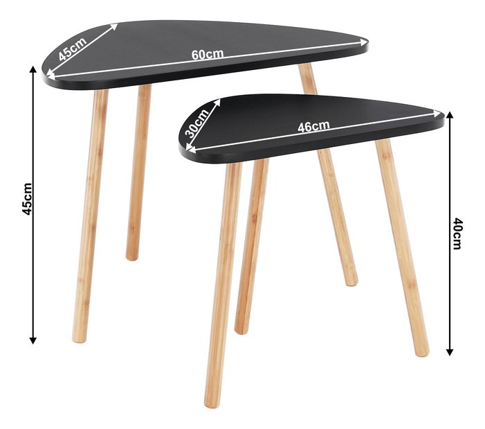 Set 2 ks konferenčných stolíkov Hidalgo (černá + přírodní bambus) *výprodej