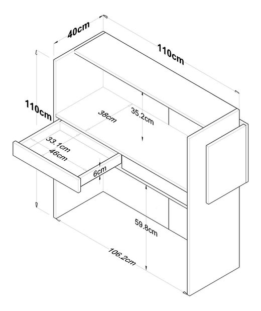 PC stolek Pemola (bílá + antracit)