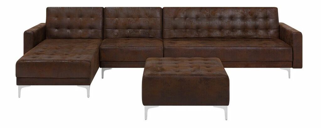 Rohová sedací souprava Aberlady 3 (hnědá) (s taburetem) (L)