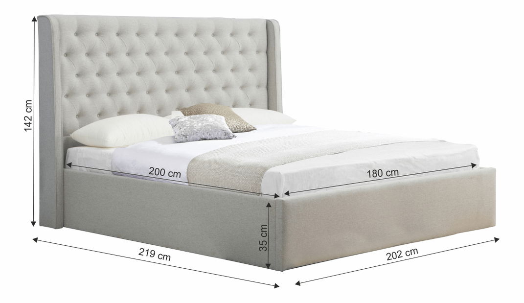 Manželská postel 180 cm Josefi (s roštem)