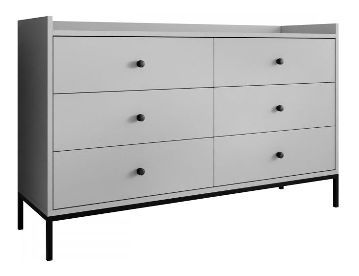 Komoda Tezarta 6SZ (světle šedá + černá)