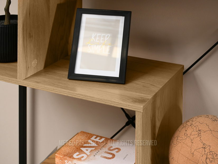 Regál Harp B (dub + černá)