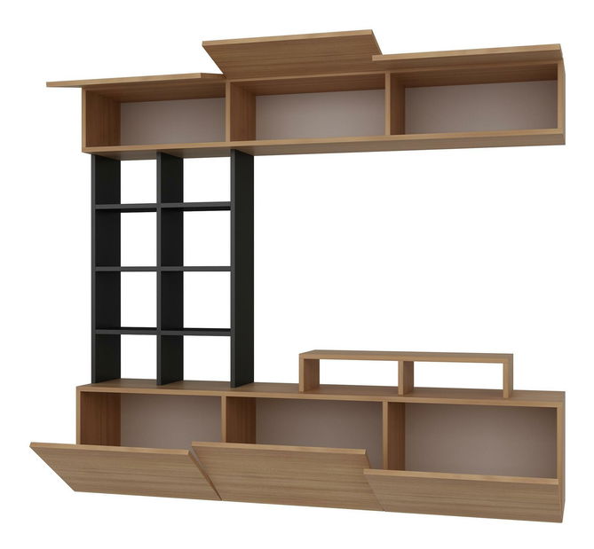 Obývací stěna Salsa (teakové dřevo + černá)