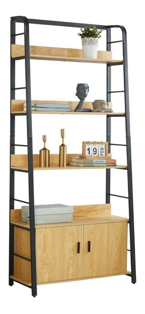 Regál Chevron (dub tmavý + černá)