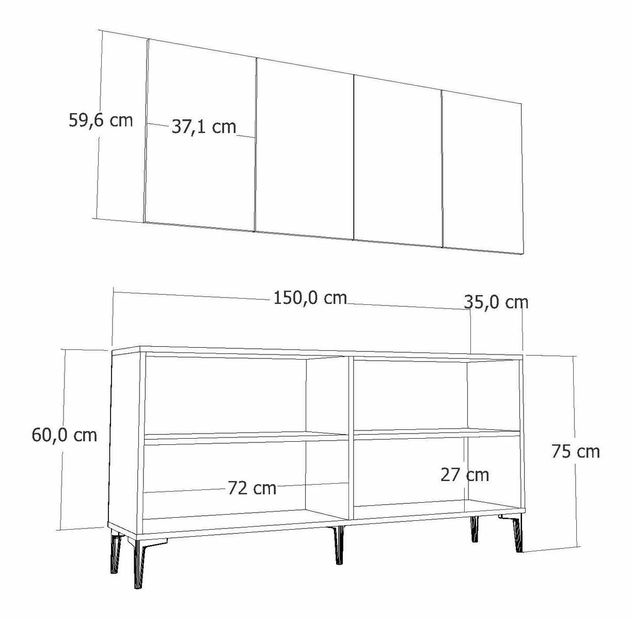 Skříňka Wendy (bílá + zlatá)