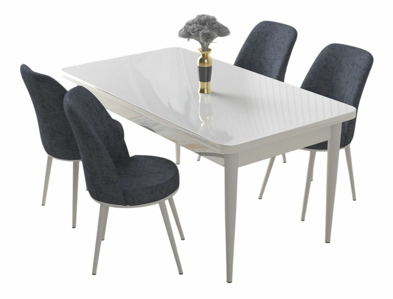 Jídelní set Nilla (bílá + kouřová) (pro 4 osoby)