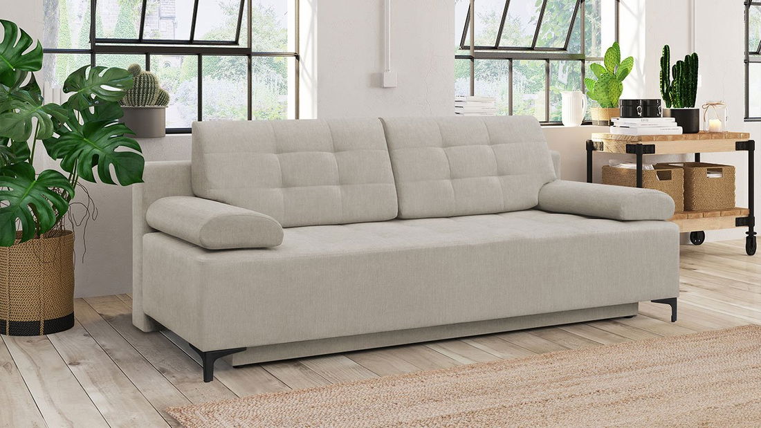 Rozkládací pohovka Arkadea (černá) (s úl. prostorem)