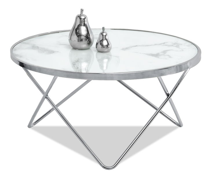 Konferenční stolek Armin Xl (bílý mramor + chromová)