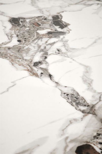 Jídelní stůl Emilo 140 (bílý mramor + černá) (pro 6 osob)