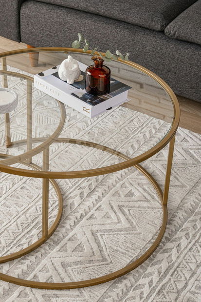 Set konferenčních stolků Belende (zlatá + sklo)