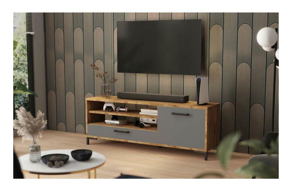 TV skříňka/stolek Cascade (dub lancaster + šedá)