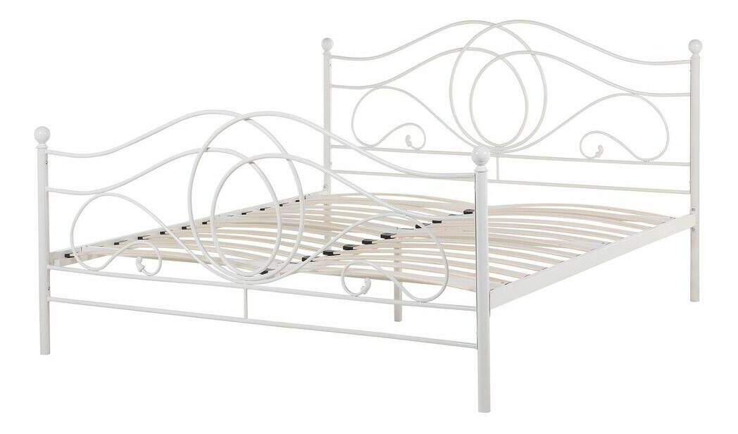 Manželská postel 160 cm LAURA (s roštem) (bílá)