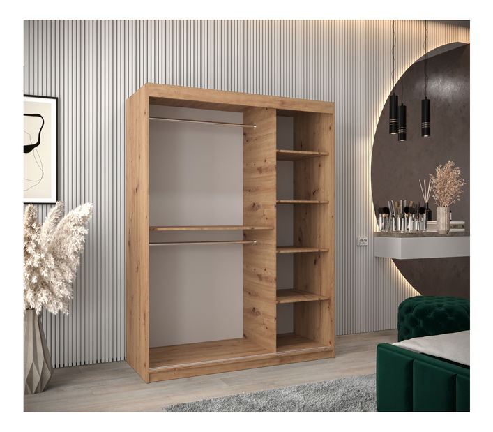 Šatní skříň 150 cm Eclipse (dub artisan + černá matná)