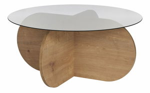 Konferenční stolek Aorte S (dub safírový + sklo)