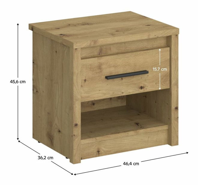 Noční stolek IRON (dub artisan)
