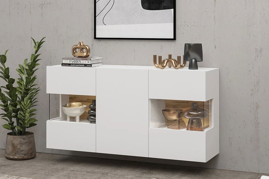 Vitrína Avernic Typ 25 (bílá + dub wotan)