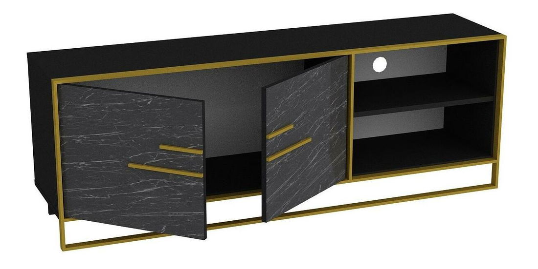 TV stolek/skříňka Poppy (zlatá + černá)