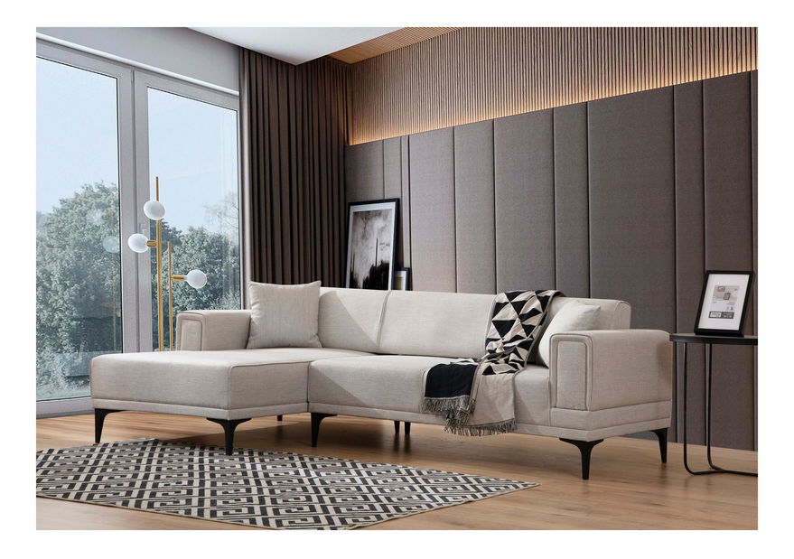 Rohová sedačka Horazotta (L) (ecru + černá)