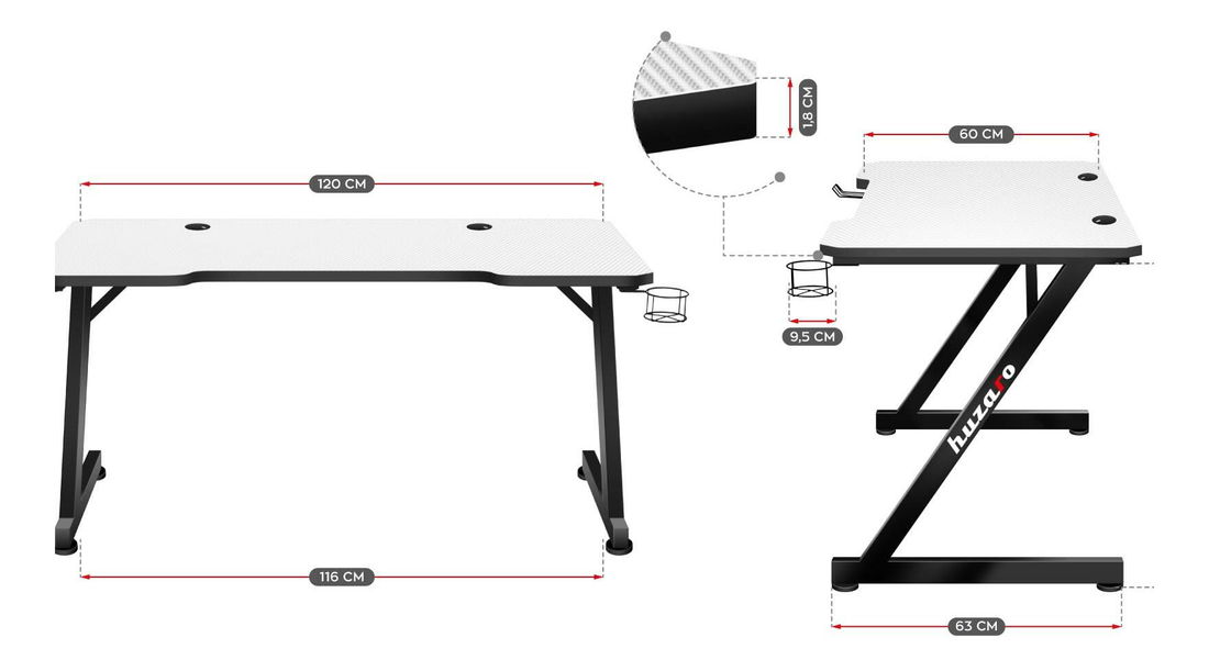 PC stolek Hyperion 2.5 (bílá)