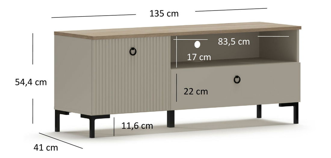 TV skříňka Demandaron 1 (taupe + dub silverjack)