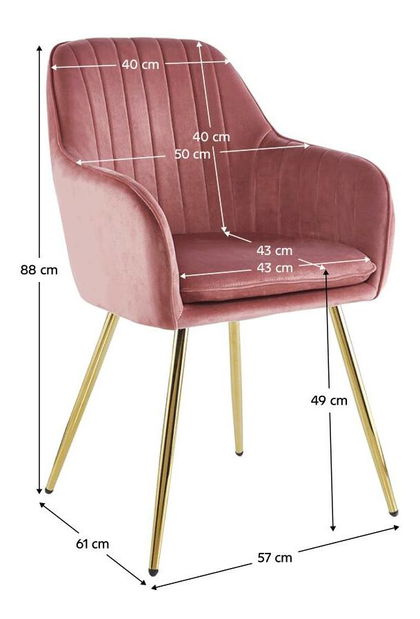Jídelní křeslo Apasionado (růžová + zlatá)