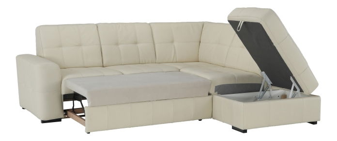 Kožená rohová sedací souprava Thaldia (bílá) (P)