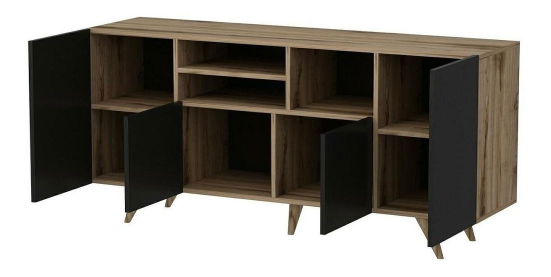 Konzolový stolek Vepeli 1 (černá + ořech)