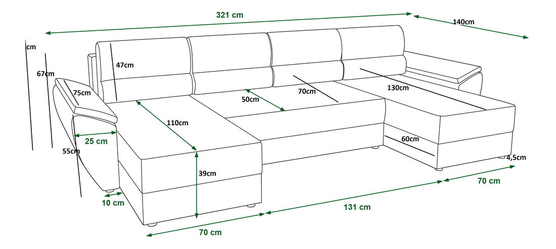 Rohová sedací souprava U Radiant U2 (tmavě hnědá + béžová)