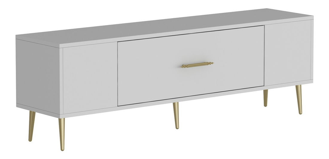 TV stolek/skříňka Dekondino (bílá + zlatá)