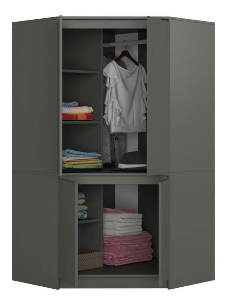 Rohová šatní skříň Sumergible (grafit) *výprodej