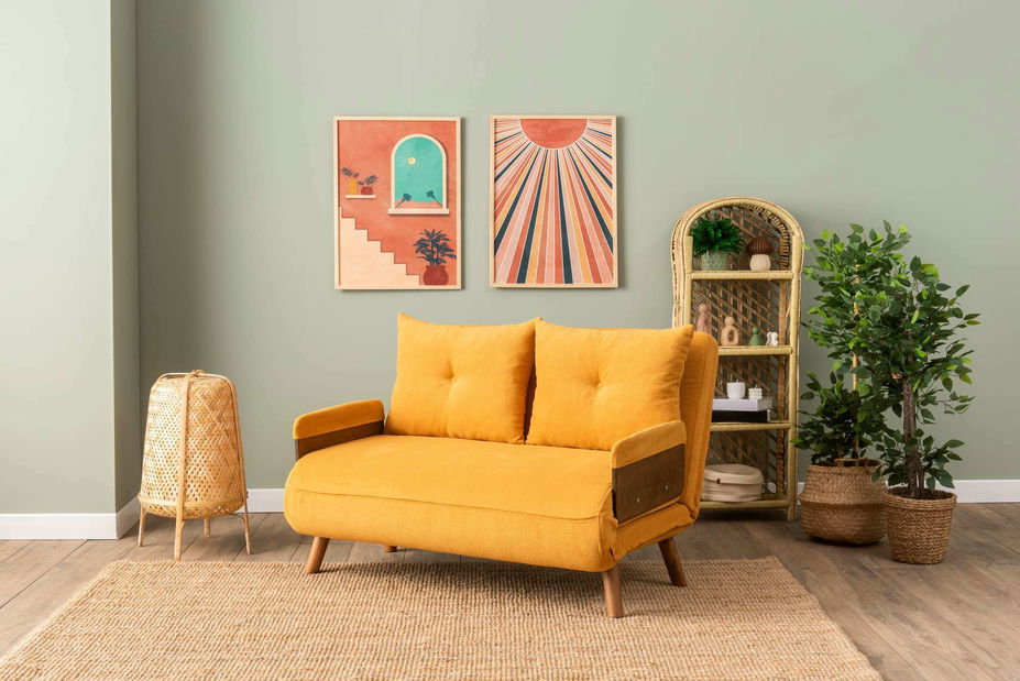 Pohovka dvousedačka Como (hořčičná)