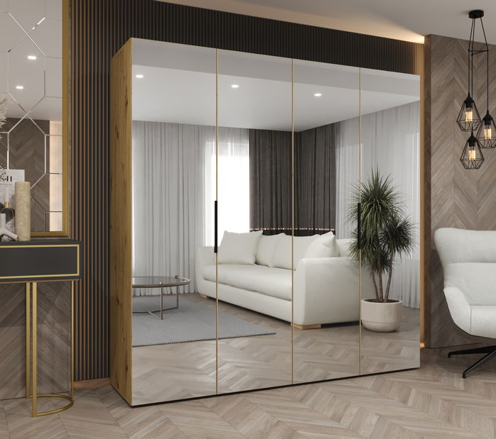 Šatní skříň 200 cm Mirabella 3 (dub artisan + černá)