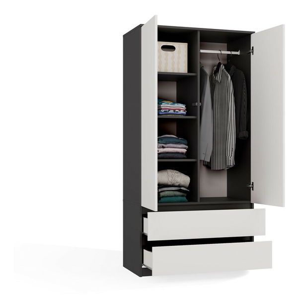 Šatní skříň Musecalo 1 (antracit + bílá)