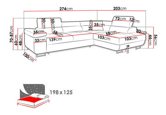 Rohová rozkládací pohovka Talvio (P) (soft 029 (šedá) ekokůže + lux 05)