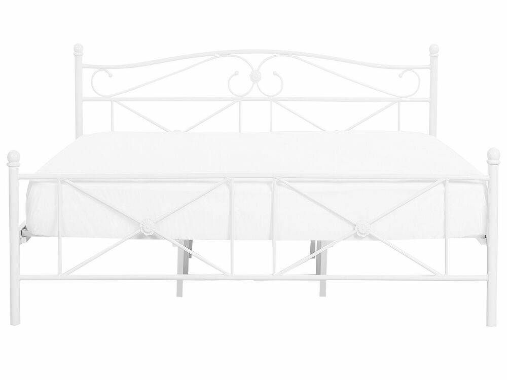 Manželská postel 140 cm RANDEZ (kov) (bílá) (s roštem)