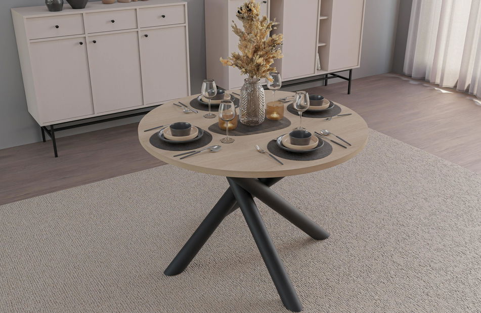 Kulatý jídelní stůl 110 cm Ossla (dub lindberg)