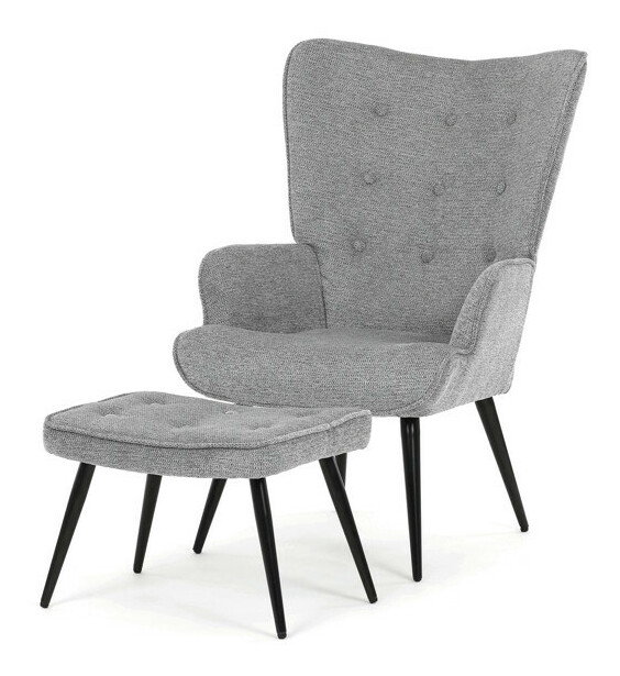 Křeslo s taburetkou Akitta (šedá)