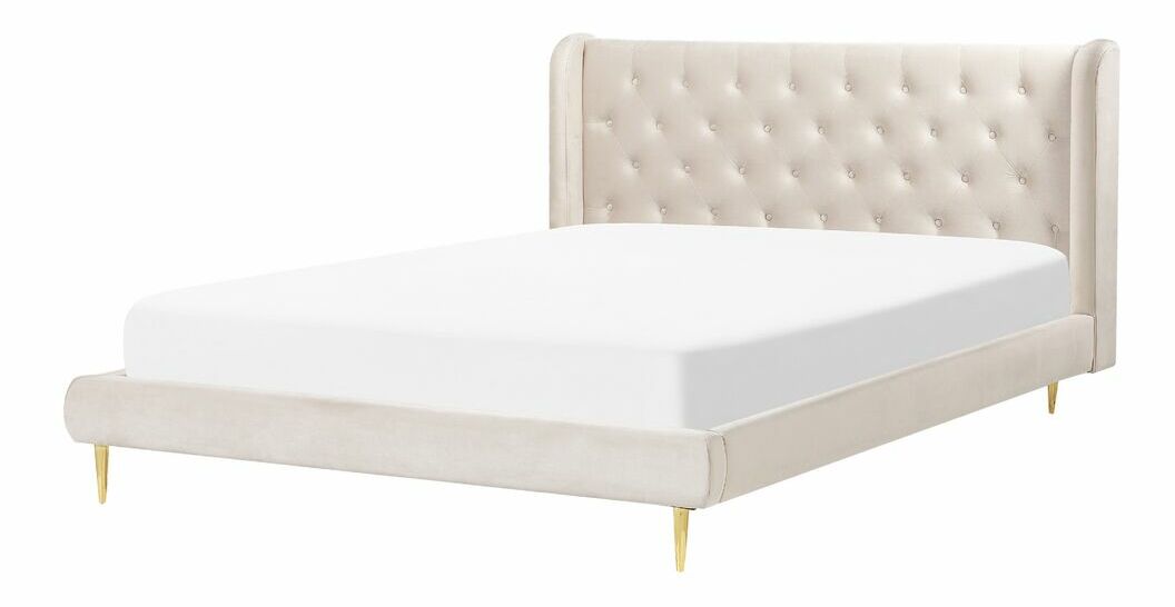 Manželská postel 160 cm Flora (béžová) (s roštem)