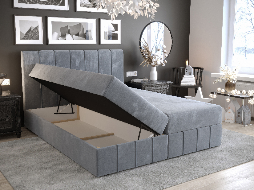 Manželská postel Boxspring 180 cm Barack (olivová) (s matrací a úložným prostorem)