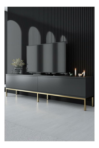 TV stolek/skříňka Vibubi 2 (antracit + zlatá)