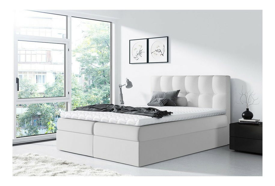 Jednolůžková boxspring postel Maddox (120x200) (ekokůže Soft 017 (bílá))