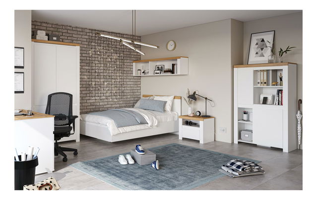 Studentský pokoj Vina 1 (bílá lesklá + dub wotan)