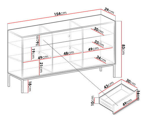 Komoda Persephone TKSZ154 (granat)